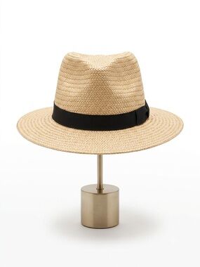Auxiliary by anthropology Natural Straw Fedora with Black Band